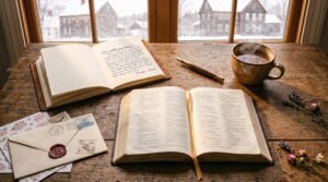 Bible and journal with coffee for a morning prayer routine