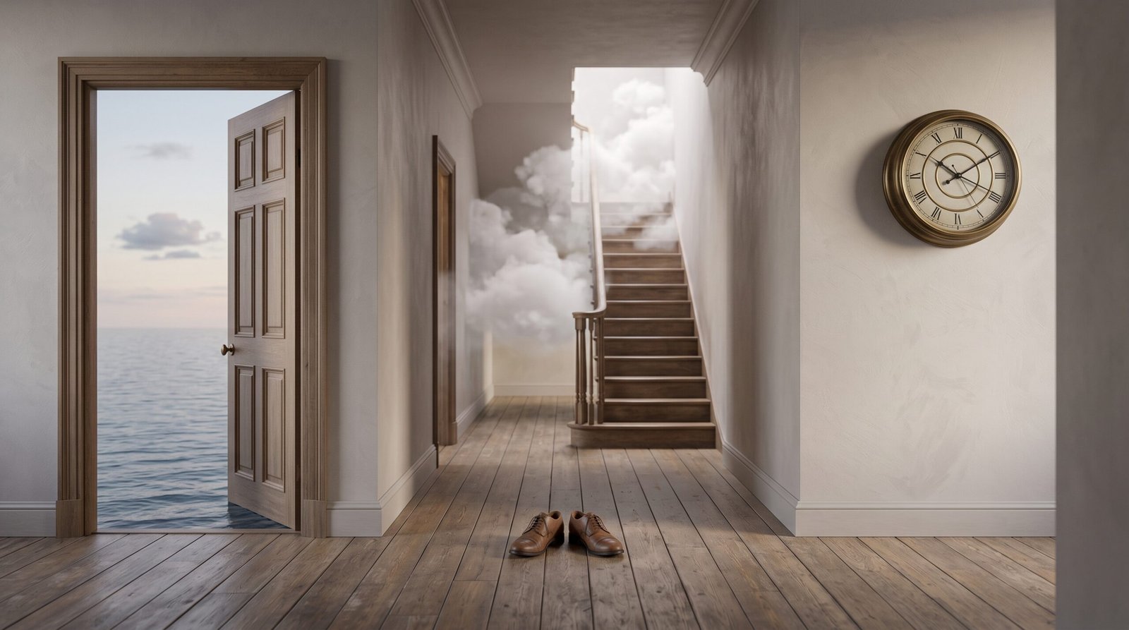 Surreal hallway representing the strange and impossible logic of dreams