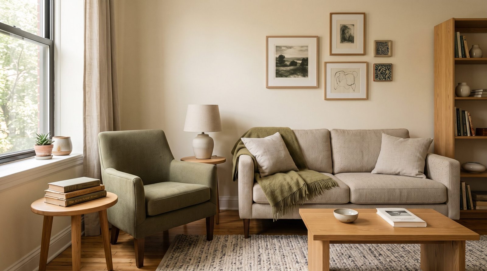 Cozy small living space arranged with what you already own