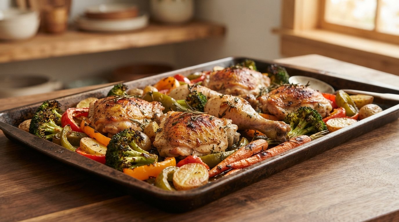 One-pan chicken and roasted vegetables for an easy weeknight dinner
