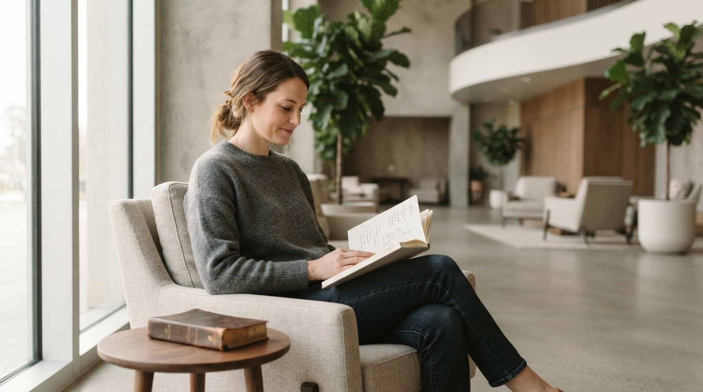 Simple church notes journal beside an open Bible for weekly sermon reflection