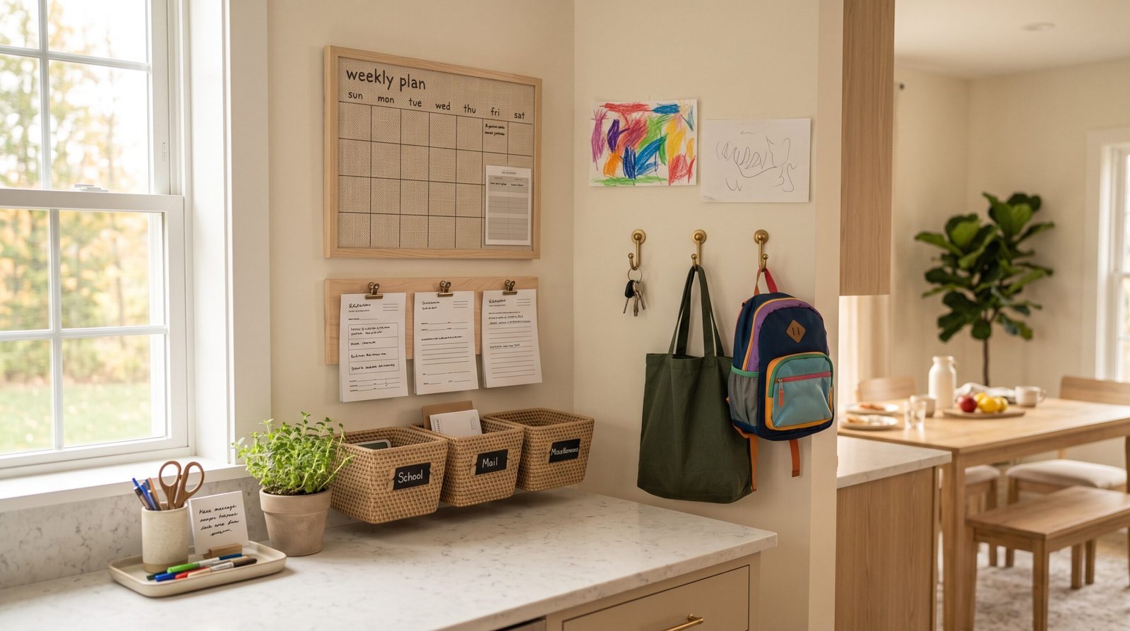 simple family command center for daily routines